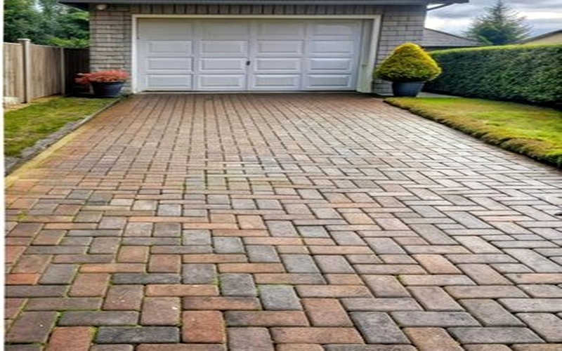Clean paver driveway after power washing